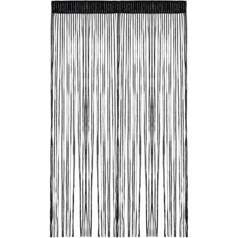 Rideau Anti Insectes 100x200 cm Noir, Rideau à Fils pour Mariage, Café, Restaurant, Vitrine (1/5)