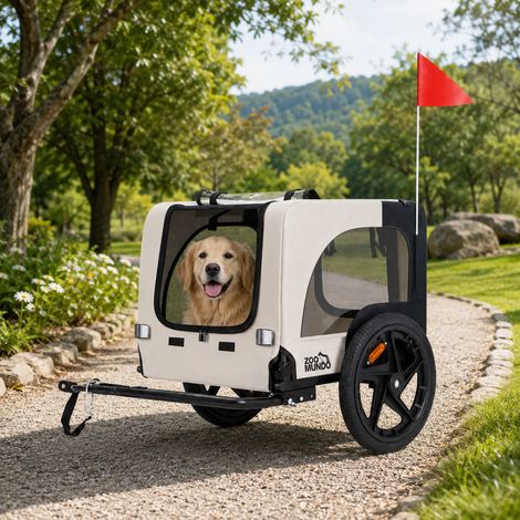zoomundo Hundeanhänger Fahrradanhänger für Hunde Jacky - in Beige/Schwarz (1/5)