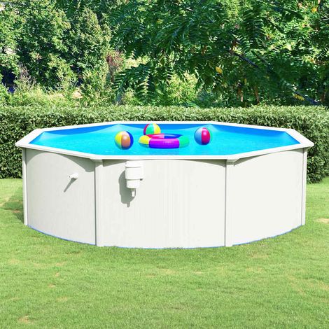 Pool mit Stahlwand Rund 460x120 cm Weiß