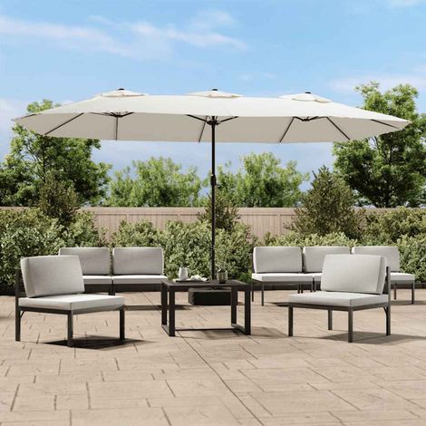 vidaXL Sombrilla doble blanco arena 449x265 cm (1/5)