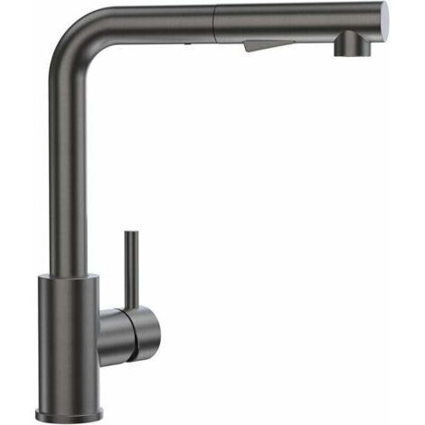 Robinet cuisine mitigeur douchette extractible acier inoxydable noir gris monocommande jet double design moderne