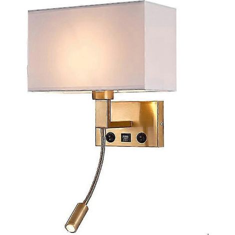3104 5W LED-Wandleuchte für Bett und Flur mit Schwanenhals-Spot und USB-Anschluss - Schwarz / (Kupferweiße Abdeckung, warmes Licht) (1/5)