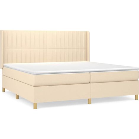 Maison Exclusive - Giroletto a Molle con Materasso Crema 200x200 cm in Tessuto (1/5)