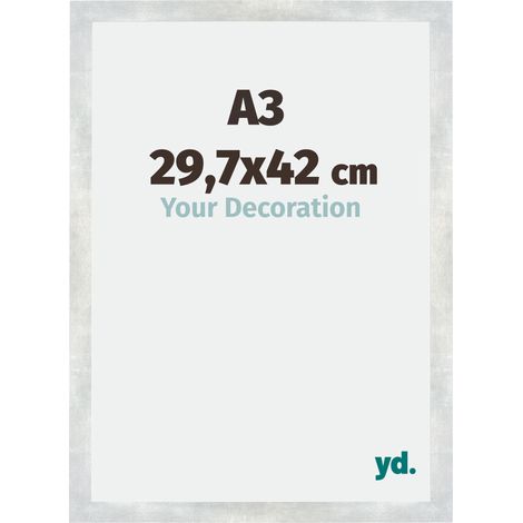 yd. - Cadre photo A3 29.7x42 - Argent Brillant Vintage - MDF - Mura