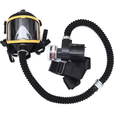 Dispositif de respirateur à flux constant alimenté en air comprimé électriquement, couvrant intégralement le visage. (1/5)
