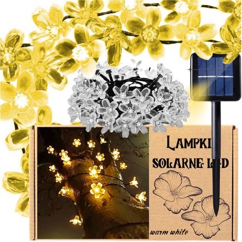 Ghirlanda luminosa a LED solare con viole per balcone, terrazzo e giardino, 50 LED, 7 m