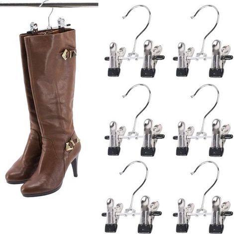 Doppelt verstellbare Stiefelclips, platzsparende Stiefel- und Sockenbeutel mit Hängeclips, Stiefelhalter, Stiefelorganizer, 6er-Set (1/2)