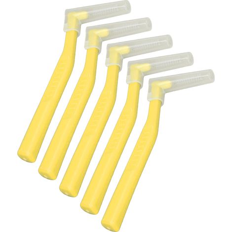 Lot de 5 brossettes interdentaires en forme de L, nettoyage efficace, élimination de la plaque dentaire, brosses orthodontiques pour l'hygiène dentaire, jaune (1/5)