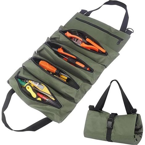 Trousse à outils suspendue multipoches, sac de transport portable pour mécanicien/électricien, vert (1/4)