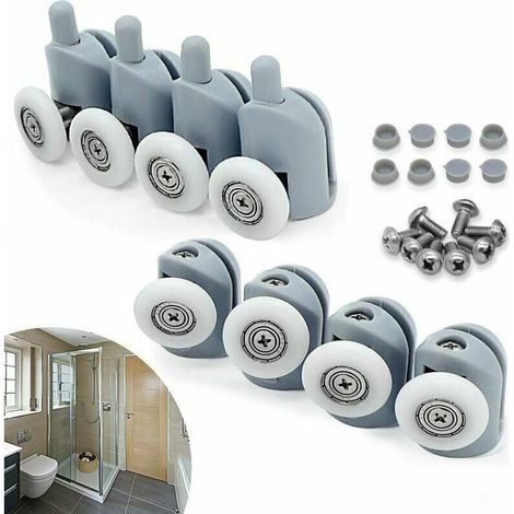 23mm Roulette Porte Coulissante, 8 Pcs Galet Porte Rouleau Roulette Roue pour Cabine Salle de Bain (1/4)