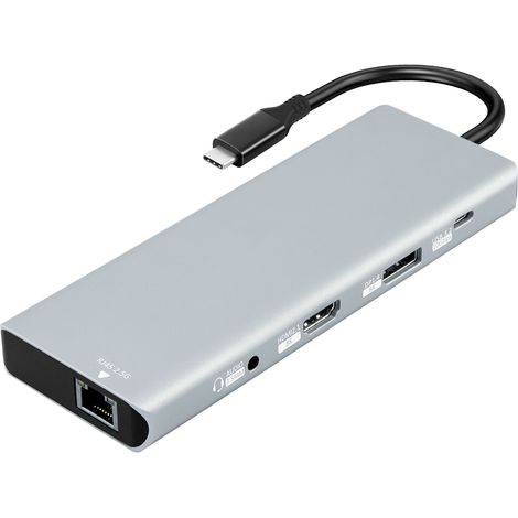 Station d'accueil USB-C 10-en-1 vers 8K DP1.4+HDMI 2.1 10G (1/3)