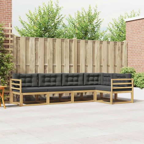 vidaXL Outdoor-Sofagarnitur 4 pcs Weiß und Anthrazit Polyester (1/5)