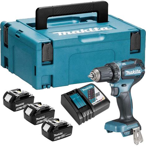 Makita – Perceuse-visseuse 18V avec 3 batteries 5Ah – Moteur sans charbon – Technologie XPT – Couple 50Nm pour perçage et vissage (1/10)
