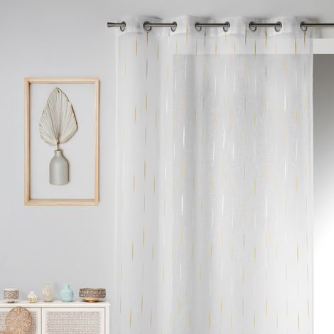 Voilage en Etamine Jacquard "Traits Fins" Jaune 140x260 cm