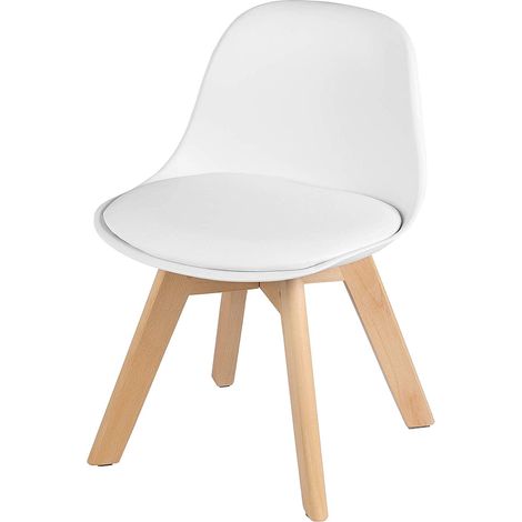 Woltu – Chaise enfant scandinave en bois blanc – Rembourrée en PP+PU – Dimensions (LxP) 38x33cm – Hauteur totale 56cm – Antidérapante et durable (1/4)