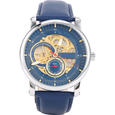 Montre Mécanique Automatique Homme Squelette Étanche Bracelet Cuir
