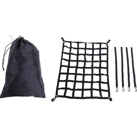 Filet de chargement pour ramassage, support de charge solide, panier de toit multifonctionnel réglable et robuste avec crochet en S 50x42 pouces (1/5)