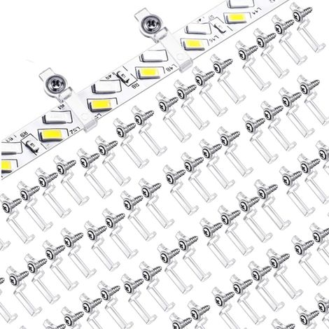 100 x 10 mm LED Light Strip Clips Lighting Clips for Light Strip Mounting Brackets Clips LED Strip Screws Included (1/5)