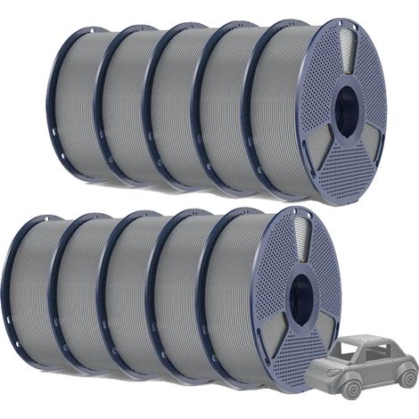 Filamento per stampante 3D, elevata resistenza e durezza, PETG grigio, 10 rotoli (1/2)