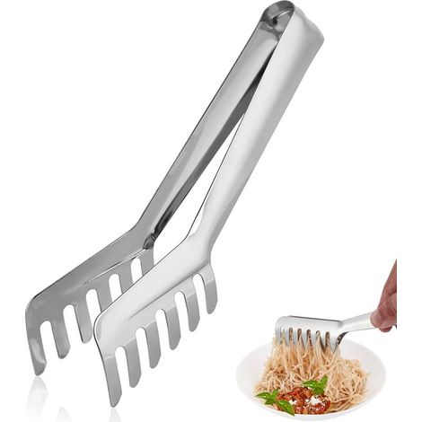 Pince à spaghetti en acier inoxydable, pince à pâtes, pince à salade, pince de service pour spaghetti et salade, 22,4 cm