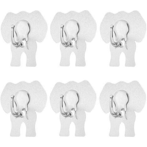 Set mit 6 selbstklebenden Wandhaken, niedliche elefantenförmige Badhaken für Zuhause, Küche, Handtücher (transparent) (1/4)