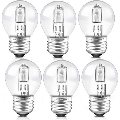 Pack of 6 E27 G45 Dimmable 42W Warm White 2700K Light Bulbs for Chandeliers and Wall Lights (1/5)