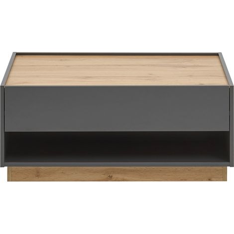 Couchtisch Wohnzimmer CRISP-61 in anthrazit mit Absetzungen in Wotan Eiche Nb., B/H/T: ca. 90/38/60 cm (1/4)