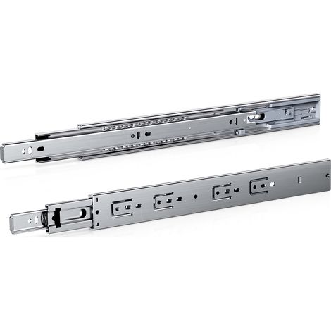 Wolketon 1 Paar Schubladenschienen 400 mm Vollauszug, 3-teilig, Softclose mit Selbsteinzug, 45 kg Tragkraft, Schubladenauszug aus Stahl (1/5)