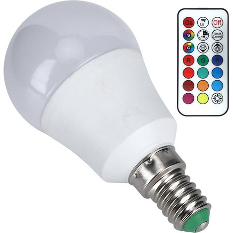 Ampoule LED RGB 45 W, lampe multicolore avec télécommande pour chambre, escalier, bar, 85 V/265 V (blanc chaud RGB 3000 K, culot E14) (1/5)
