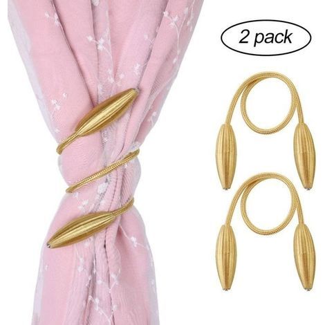 Magnetische Raffhalter, Gardinenclips, Gardinenbefestigungen, Gardinenstützen zur Dekoration, 2er-Pack (gold) (1/4)