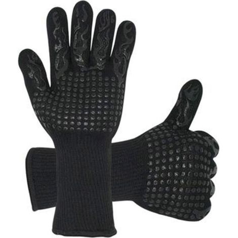 Gants de barbecue résistants à la chaleur, gants de cuisson en silicone, gants de cuisine noirs pour la cuisson et la pâtisserie (1/5)