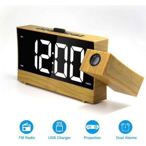Bedroom projection alarm clock with indoor and outdoor temperature display, dual alarm, creative projection table, bedside electronic alarm clock (1/4)