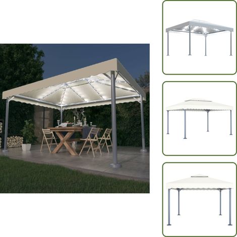 Jardín - vidaXL Cenador con tira de luces LED aluminio crema 400x300 cm - Sombra para eventos