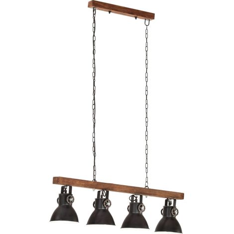 Plafonnier,Lampe industriel Noir E27 Bois de manguier CFW26479 (1/5)