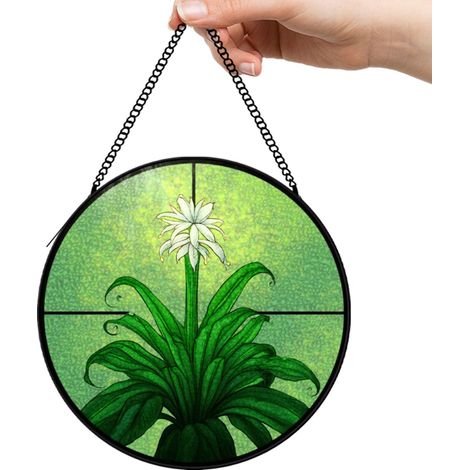 12,5 cm Attrape-soleil en vitrail à fleurs, panneau suspendu pour fenêtre, décoration maison cadeau original (1/5)