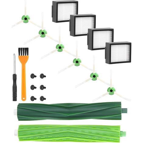 Pices accessoires de Remplacement aspirateur pour iRobot Roomba, Kit Compatible srie et i E5 E6 i7 i7+ i3 i3+ i4 i4+ i6 i6+ j7 j7+ i8 i8+,4 filtre,6 brosses latrales, 1 jeu de brosses en caoutchouc (1/5)