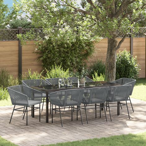 vidaXL Ensemble de salle à manger pour jardin avec coussin 9 pcs Gris