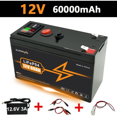 Brand new 12V/60-150AH lithium-ion battery pack, 3S7P 18650 assembled plastic-cased battery - 60AH + matching charger - 12.6V
