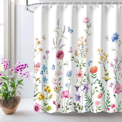 Tenda da doccia antimuffa - Anelli inclusi - Pesi integrati - Qualità superiore - Impermeabile - 180 x 200 cm - Colore (1/5)