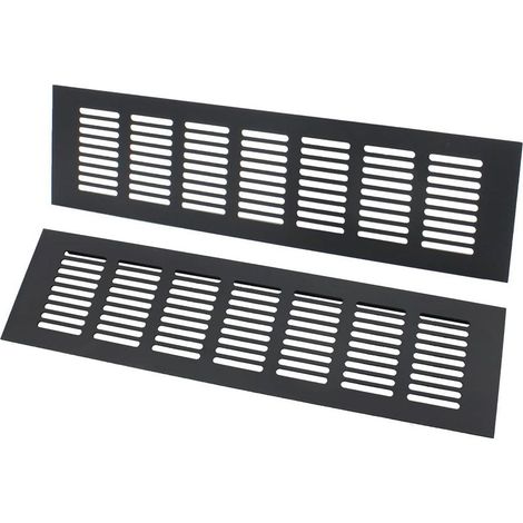 Rectangular ventilation grille 80 × 300 mm – Corrosion-resistant black aluminum – For kitchen and bathroom ventilation (1/5)
