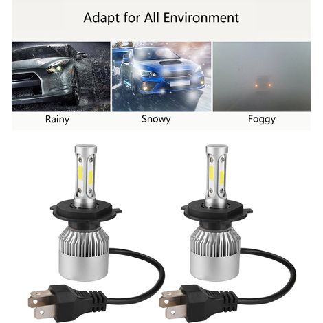 2er-Pack H4 36W 8000LM LED-Lampen für Autoscheinwerfer, 6000K weißes Licht (1/5)