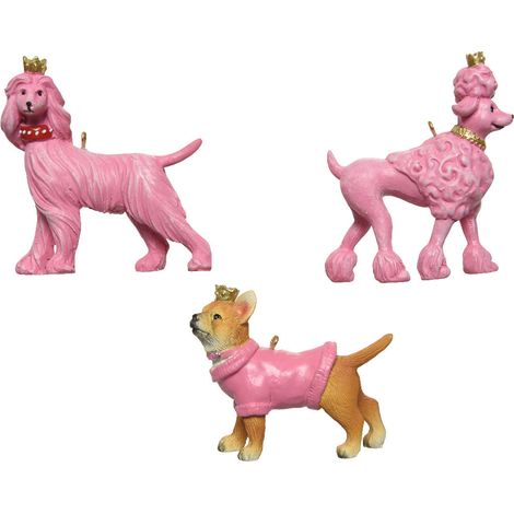 1 DECORAZIONE CANE ROSA H8,30CM MODELLO ASSORTITO