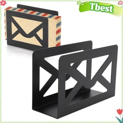 Porte-courrier, porte-lettres en métal Trieur de lettres noir avec extrait pour lettres postales, factures à la maison, à l'école (1/4)