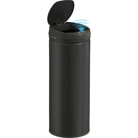 Poubelle cuisine automatique - HOMCOM - 50L - couvercle à fermeture en douceur - acier inoxydable - 30,5x30,5x85cm - noir (1/5)