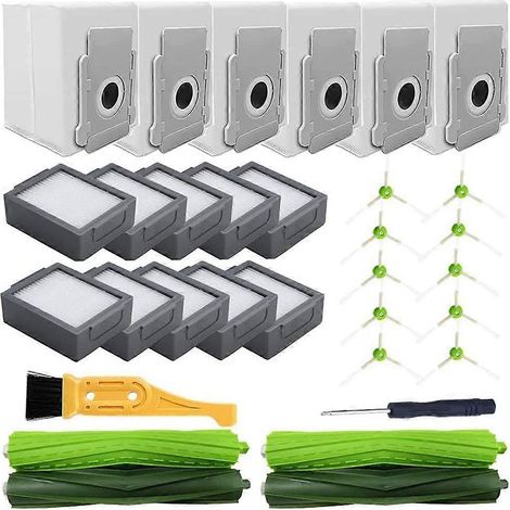 Für iRobot Roomba I7, I7+, I6+ und I3+ Plus Staubsauger: Mehrzweck-Gummibürsten, HEPA-Filter, Seitenbürsten und Staubbeutel. (1/5)