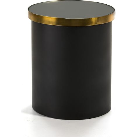Table d'appoint ronde verre et métal noir et doré Alex