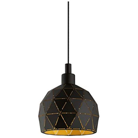 Lampadario A Sospensione Contemporaneo Roccaforte Acciaio Nero Oro 1 Luce E14 (1/4)
