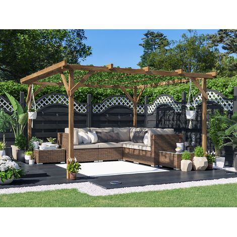 Dunster House Wooden Pergola Garden Plants Frame Utopia 3m x 3m (10' x 10')
