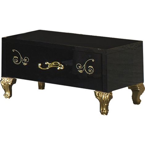 Chevet 1 tiroir design bois laqué noir et doré Jade 60cm (1/3)