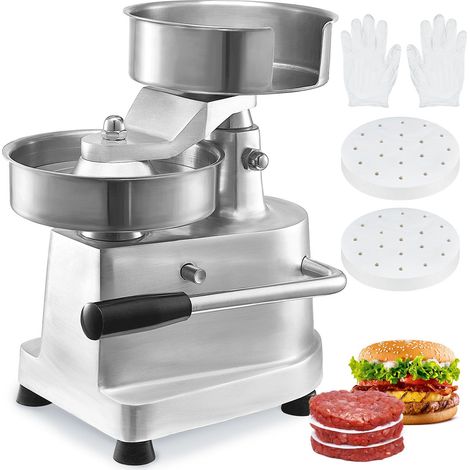Presse à Hamburger Commerciale 150 mm de Diamètre Machine à Burger Manuelle en Inox SUS304 Presse Steak Haché avec Poignée Ergonomique Papiers Gants pour Hamburgers Galettes Barbecue Pique-nique (1/5)